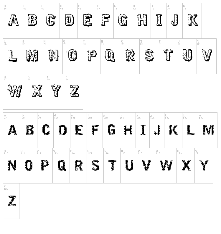 VTKS Embroidery font map